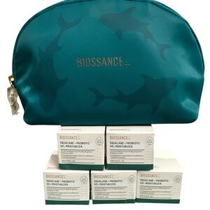 Biossance Teal Shark Cosmetic Pouch with Moisturizer w/5 Squalane probio gel